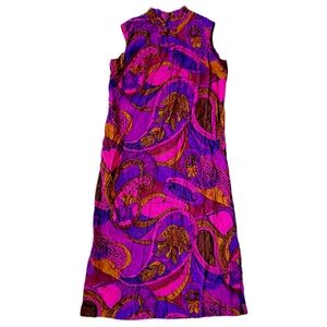 Vintage Purple and Orange Midi Dress